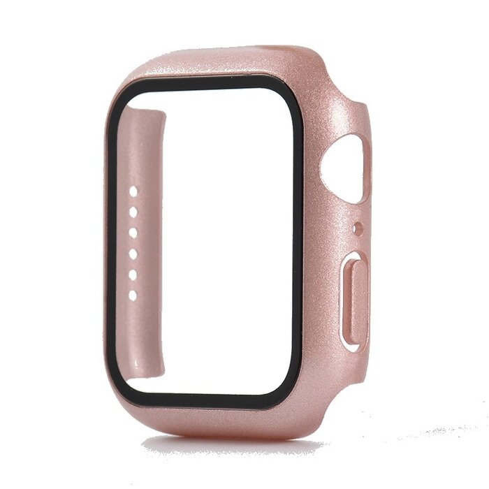 JVS Products Hoesje geschikt voor Apple Watch 44MM - Hardcase - Screenprotector - Kunststof - Rose Goud