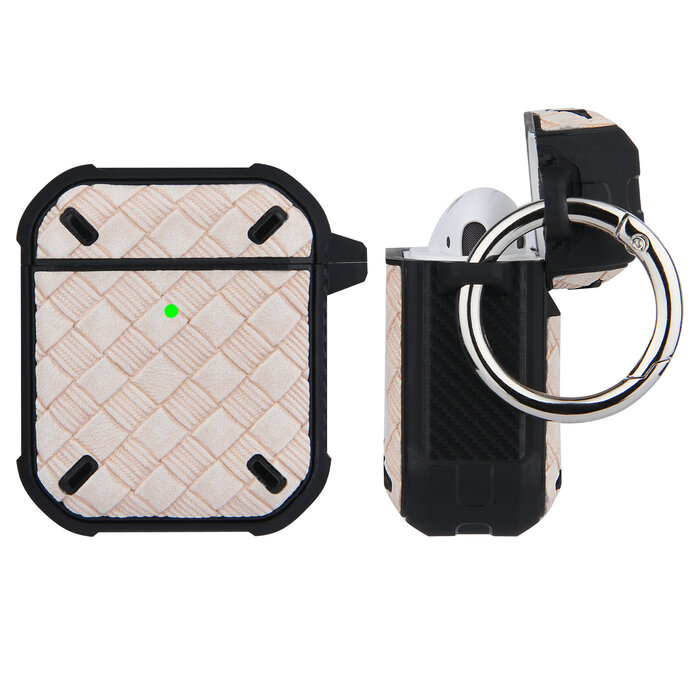 JVS Products Hoesje geschikt voor Apple Airpods 1 en 2 - Softcase - Sleutelhanger - Cover - Siliconen - Beige