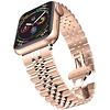 Bandje geschikt voor Apple Watch 42/44MM - Maat One Size - Vouw Sluiting - Horlogebandje - Polsband - Metaal - Rose Goud