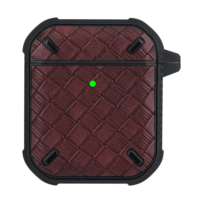 JVS Products Hoesje geschikt voor Apple Airpods 1 en 2 - Softcase - Sleutelhanger - Cover - Siliconen - Donkerrood