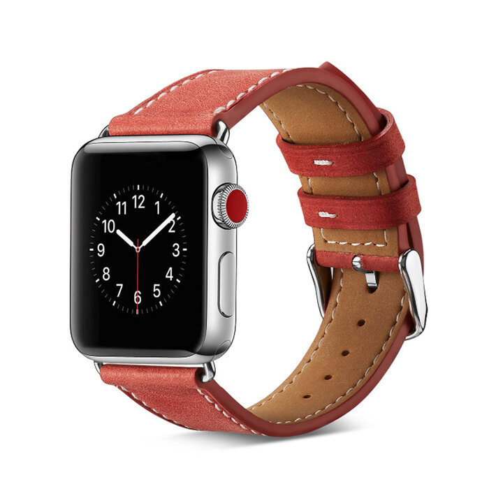 JVS Products Bandje geschikt voor Apple Watch 42/44MM - Maat L - Horlogebandje - Polsband - Kunstleer - Rood