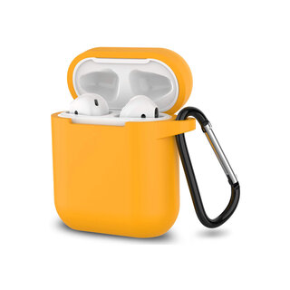 JVS Products Hoesje geschikt voor Airpods 1 en 2 - Softcase - Sleutelhanger - Cover - Extra dun - Siliconen - Oranje