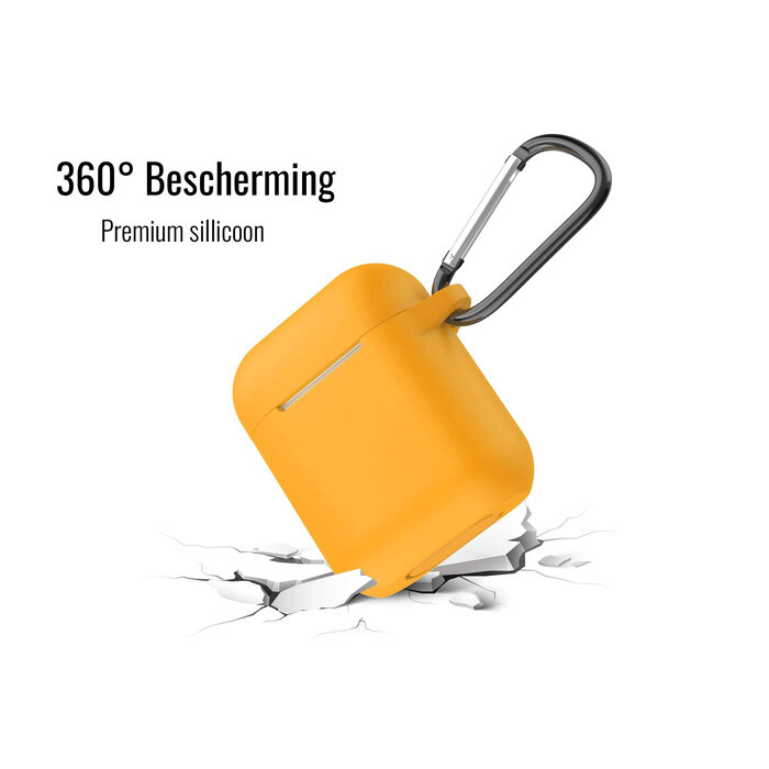 JVS Products Hoesje geschikt voor Airpods 1 en 2 - Softcase - Sleutelhanger - Cover - Extra dun - Siliconen - Oranje