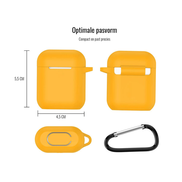 JVS Products Hoesje geschikt voor Airpods 1 en 2 - Softcase - Sleutelhanger - Cover - Extra dun - Siliconen - Oranje