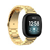 Bandje geschikt voor Fitbit Versa 2 - Maat One Size - Metalen band - Polsband - Vouw Sluiting - Metaal - Goud