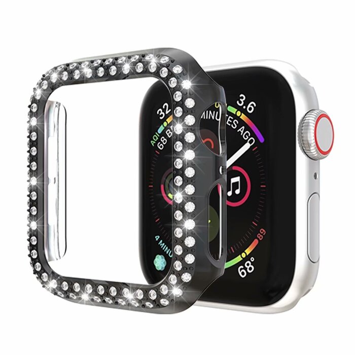 JVS Products Hoesje geschikt voor Apple Watch 44MM - Bumper hoesje - Diamant - TPU - Zwart