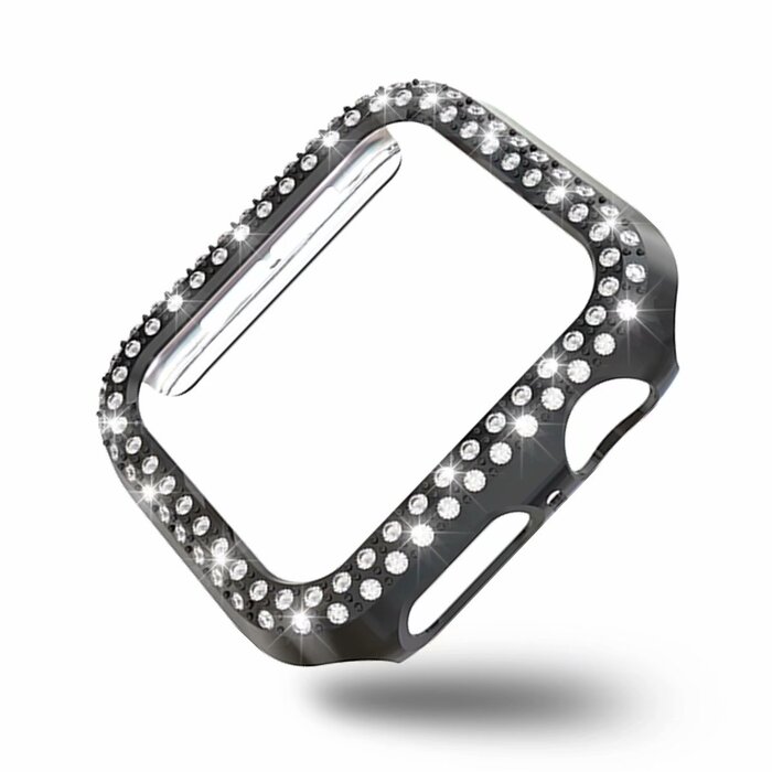 JVS Products Hoesje geschikt voor Apple Watch 44MM - Bumper hoesje - Diamant - TPU - Zwart