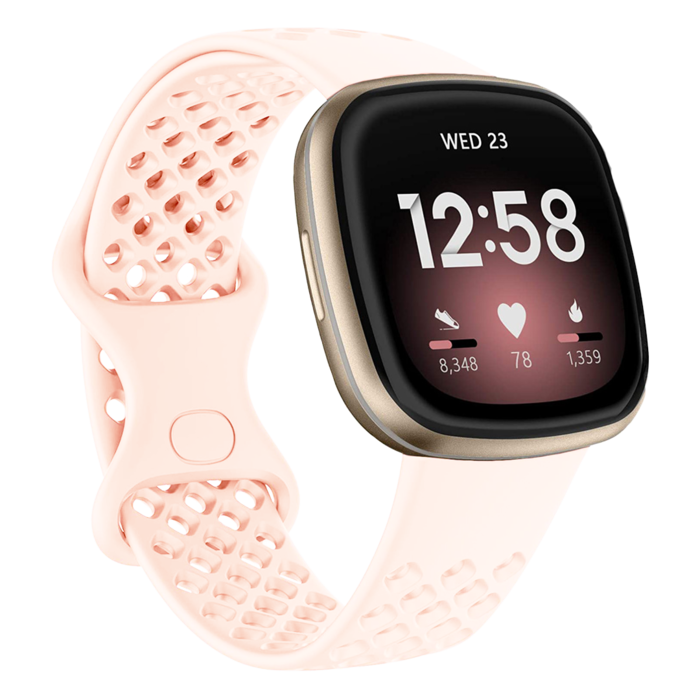 JVS Products Bandje geschikt voor Fitbit Sense - Maat L - Polsband - Horlogebandje - Siliconen - Lichtroze