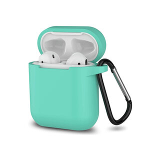 JVS Products Hoesje geschikt voor Airpods 1 en 2 - Softcase - Sleutelhanger - Cover - Extra dun - Siliconen - Mintgroen
