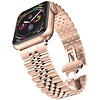 Bandje geschikt voor Apple Watch 38/40MM - Maat One Size - Vouw Sluiting - Horlogebandje - Polsband - Metaal - Rose Goud