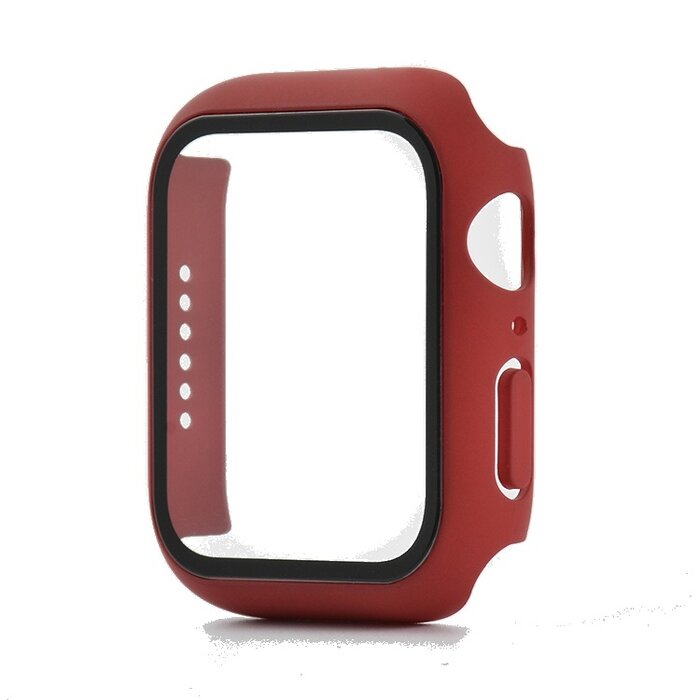 JVS Products Hoesje geschikt voor Apple Watch 38MM - Hardcase - Screenprotector - Kunststof - Donkerrood