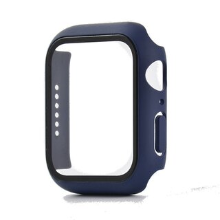 JVS Products Hoesje geschikt voor Apple Watch 44MM - Hardcase - Screenprotector - Kunststof - Donkerblauw