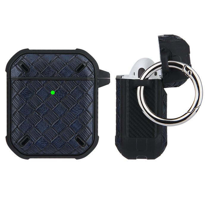 JVS Products Hoesje geschikt voor Apple Airpods 1 en 2 - Softcase - Sleutelhanger - Cover - Siliconen - Donkerblauw