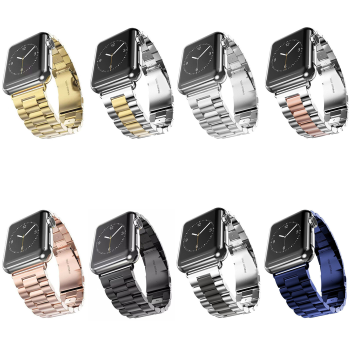 JVS Products Bandje geschikt voor Apple Watch 42/44MM - Maat One Size - Metalen band - Polsband - Vlindersluiting - Metaal - Zilver/Rose Goud