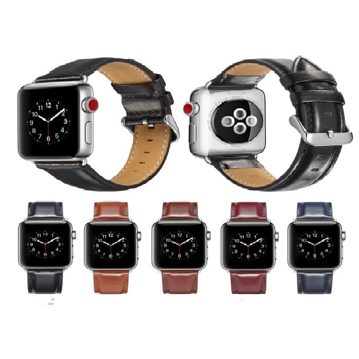 JVS Products Bandje geschikt voor Apple Watch 42/44MM - Maat L - Horlogebandje - Polsband - Kunstleer - Bruin