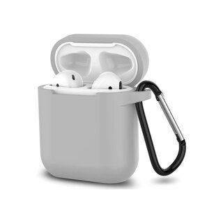 JVS Products Hoesje geschikt voor Airpods 1 en 2 - Softcase - Sleutelhanger - Cover - Extra dun - Siliconen - Grijs