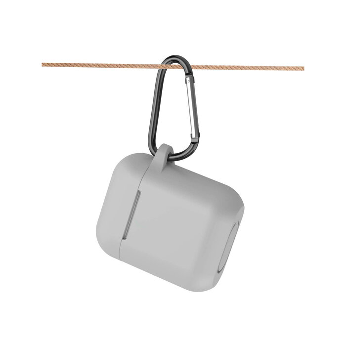 JVS Products Hoesje geschikt voor Airpods 1 en 2 - Softcase - Sleutelhanger - Cover - Extra dun - Siliconen - Grijs