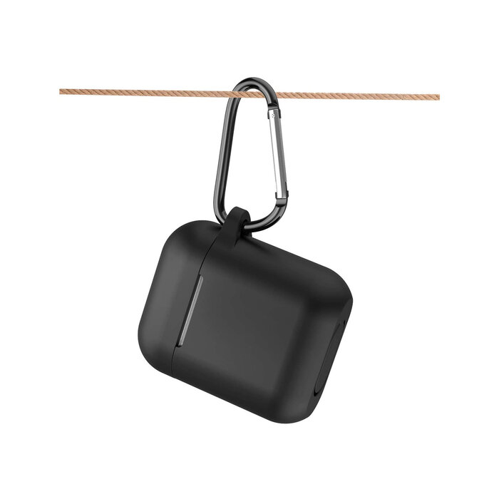 JVS Products Hoesje geschikt voor Airpods 1 en 2 - Softcase - Sleutelhanger - Cover - Extra dun - Siliconen - Zwart