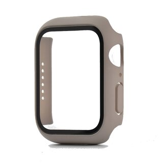 JVS Products Hoesje geschikt voor Apple Watch 38MM - Hardcase - Screenprotector - Kunststof - Taupe