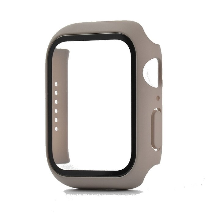 JVS Products Hoesje geschikt voor Apple Watch 38MM - Hardcase - Screenprotector - Kunststof - Taupe