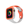 Bandje geschikt voor Fitbit Sense  - Maat L - Sportband - Polsband - Horlogebandje - Tweekleurig - Siliconen - Oranje/Wit