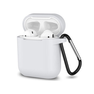 JVS Products Hoesje geschikt voor Airpods 1 en 2 - Softcase - Sleutelhanger - Cover - Extra dun - Siliconen - Wit
