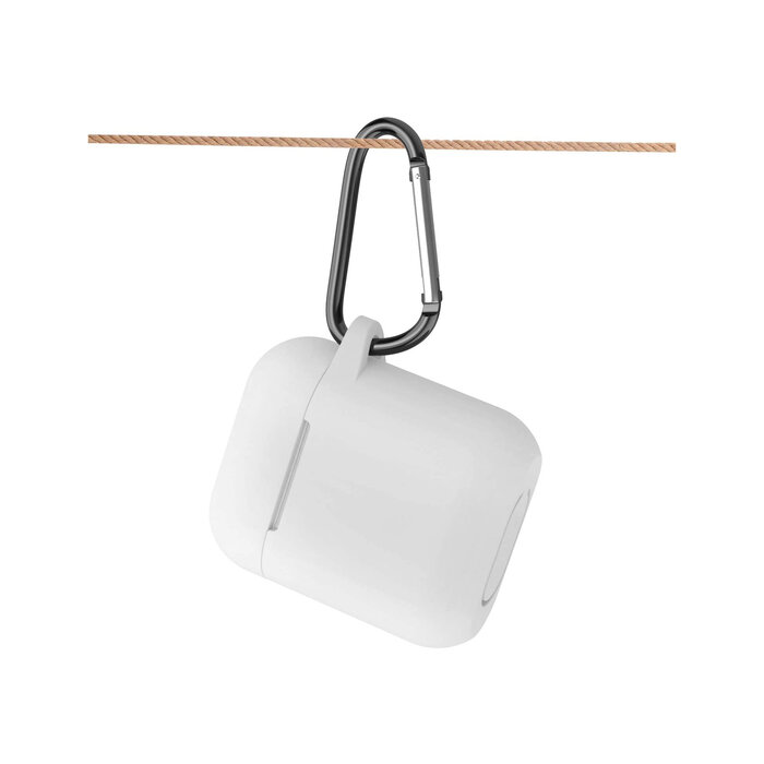 JVS Products Hoesje geschikt voor Airpods 1 en 2 - Softcase - Sleutelhanger - Cover - Extra dun - Siliconen - Wit