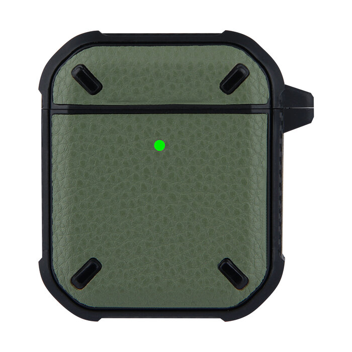 JVS Products Hoesje geschikt voor Airpods 1 en 2 - Softcase - Sleutelhanger - Cover - Siliconen - Legergroen