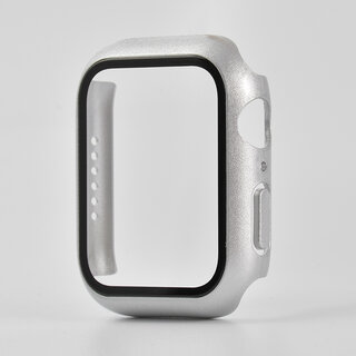 JVS Products Hoesje geschikt voor Apple Watch 44MM - Hardcase - Screenprotector - Kunststof - Zilver