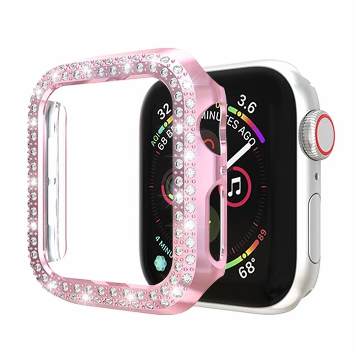 JVS Products Hoesje geschikt voor Apple Watch 44MM - Bumper hoesje - Diamant - TPU - Roze