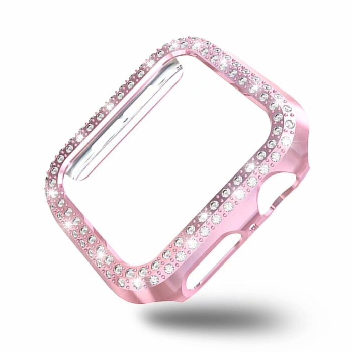 JVS Products Hoesje geschikt voor Apple Watch 44MM - Bumper hoesje - Diamant - TPU - Roze