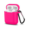 Hoesje geschikt voor Airpods 1 en 2 - Softcase - Sleutelhanger - Cover - Extra dun - Siliconen - Fuchsia/Roze