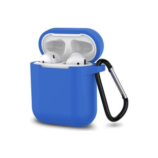 JVS Products Hoesje geschikt voor Airpods 1 en 2 - Softcase - Sleutelhanger - Cover - Extra dun - Siliconen - Donkerblauw
