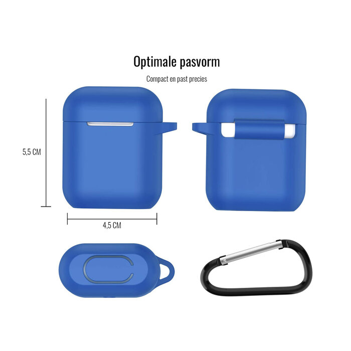 JVS Products Hoesje geschikt voor Airpods 1 en 2 - Softcase - Sleutelhanger - Cover - Extra dun - Siliconen - Donkerblauw