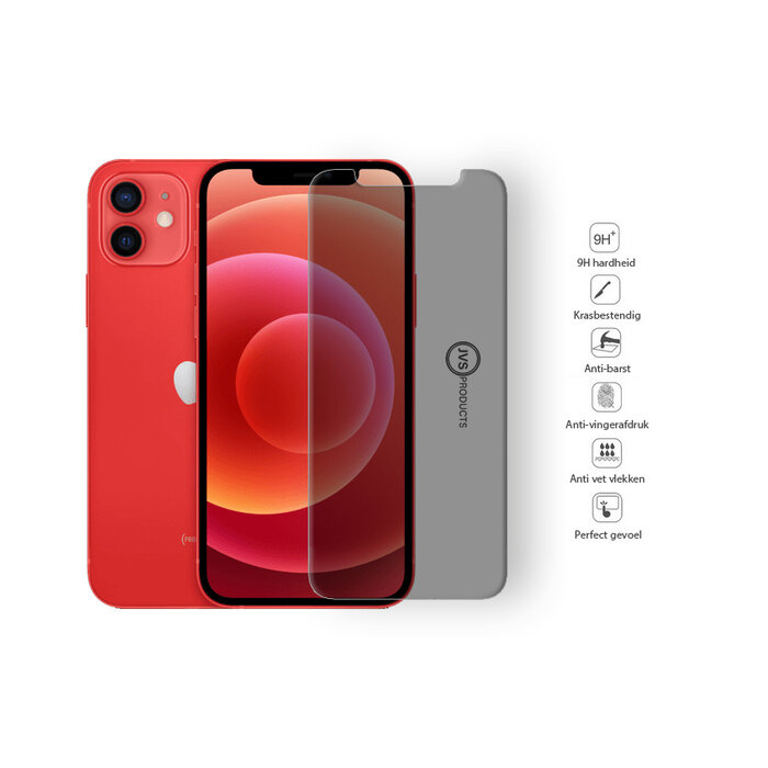 JVS Products Screenprotector geschikt voor iPhone 12 - Privacy - Tempered Glass - Beschermglas - Glas - Privacy screenprotector