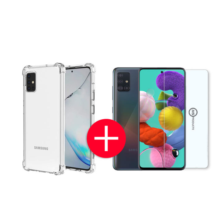 JVS Products Samsung Galaxy A51 Anti-Shock Hoesje + GRATIS Screenprotector - Transparant - Extra - Dun - Samsung Galaxy A51 hoes - cover - case - Screenprotector kit