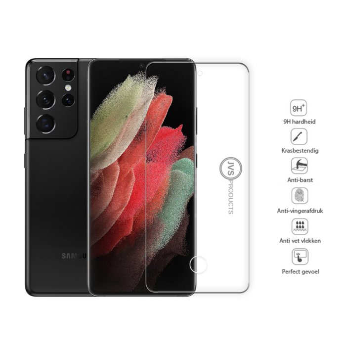 JVS Products Screenprotector geschikt voor Samsung Galaxy S21 Ultra - Premium - Volledig bedekt - Edge to edge - Tempered Glass - Beschermglas - Glas - Transparant