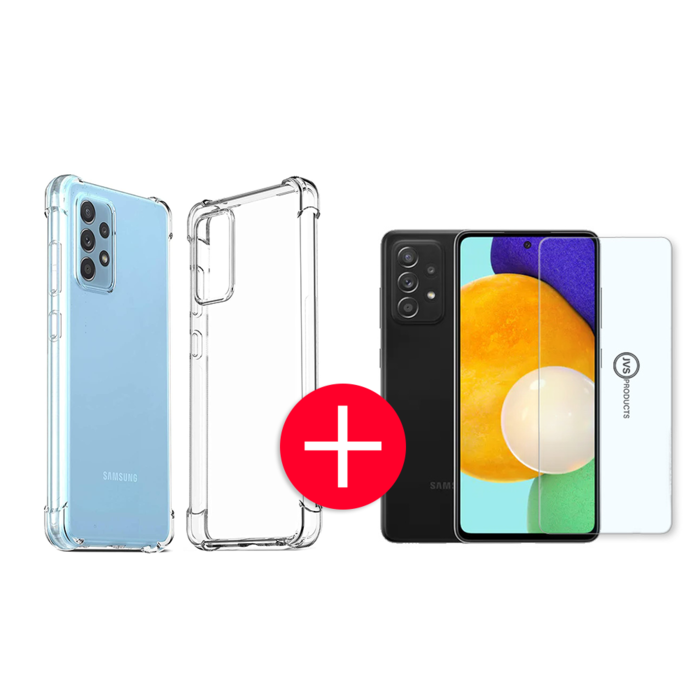 JVS Products Samsung Galaxy A52 Anti-Shock Hoesje + GRATIS Screenprotector - Transparant - Extra - Dun - Samsung Galaxy A52 hoes - cover - case - Screenprotector kit