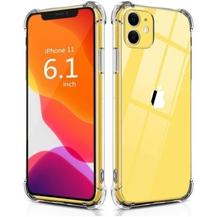 JVS Products Apple iPhone 11 Anti-Shock Hoesje + GRATIS Screenprotector - Transparant - Extra - Dun - Apple iPhone 11 hoes - Cover - Case - Screenprotector kit