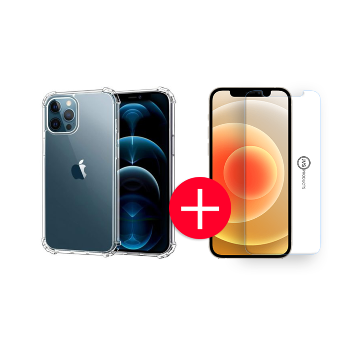 JVS Products Apple Iphone 12 Pro Max Anti-Shock Hoesje + GRATIS Screenprotector - Transparant - Extra - Dun - Apple Iphone 12 Pro Max hoes - cover - case - Screenprotector kit