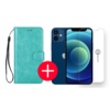 iPhone 12 Mini Hoesje - Kunstleer - Portemonnee - Book Case - Wallet - Apple iPhone 12 Mini - Turquoise + Gratis Screenprotector