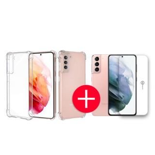 JVS Products Samsung Galaxy S21 Anti-Shock Hoesje + GRATIS Screenprotector - Transparant - Extra - Dun - Samsung Galaxy S21 hoes - cover - case - Screenprotector kit