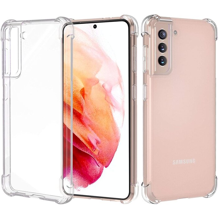JVS Products Samsung Galaxy S21 Anti-Shock Hoesje + GRATIS Screenprotector - Transparant - Extra - Dun - Samsung Galaxy S21 hoes - cover - case - Screenprotector kit