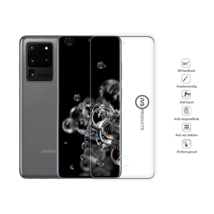 JVS Products Screenprotector geschikt voor Samsung Galaxy S20 Ultra - Premium - Volledig bedekt - Edge to edge - Tempered Glass - Beschermglas - Glas - Transparant
