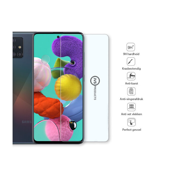 JVS Products Screenprotector geschikt voor Samsung Galaxy A51 - Tempered Glass - Beschermglas - Glas - Transparant
