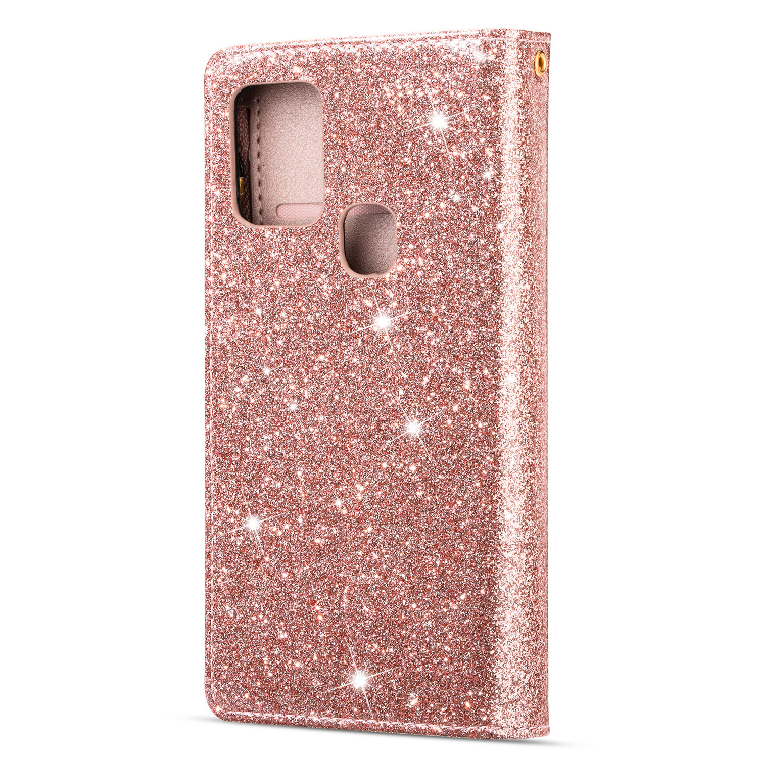 JVS Products Google Pixel 7 Pro hoesje - Bookcase - Koord - Pasjeshouder - Portemonnee - Glitter - Bloemenpatroon - Kunstleer - Rose Goud