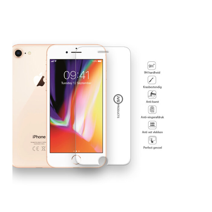 JVS Products Screenprotector geschikt voor iPhone 8 - Tempered Glass - Beschermglas - Glas - Transparant
