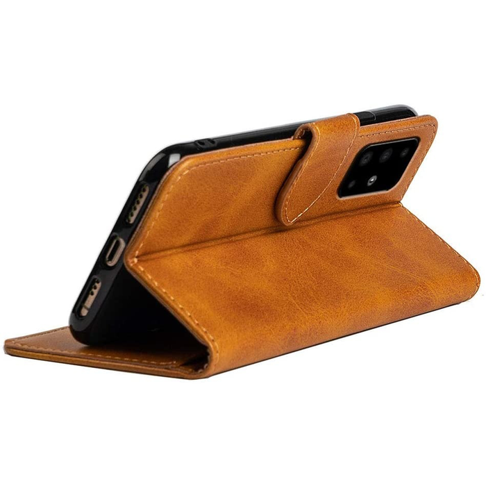 JVS Products Samsung Galaxy S21 Ultra hoesje - Bookcase - Pasjeshouder - Portemonnee - Kunstleer - Lichtbruin