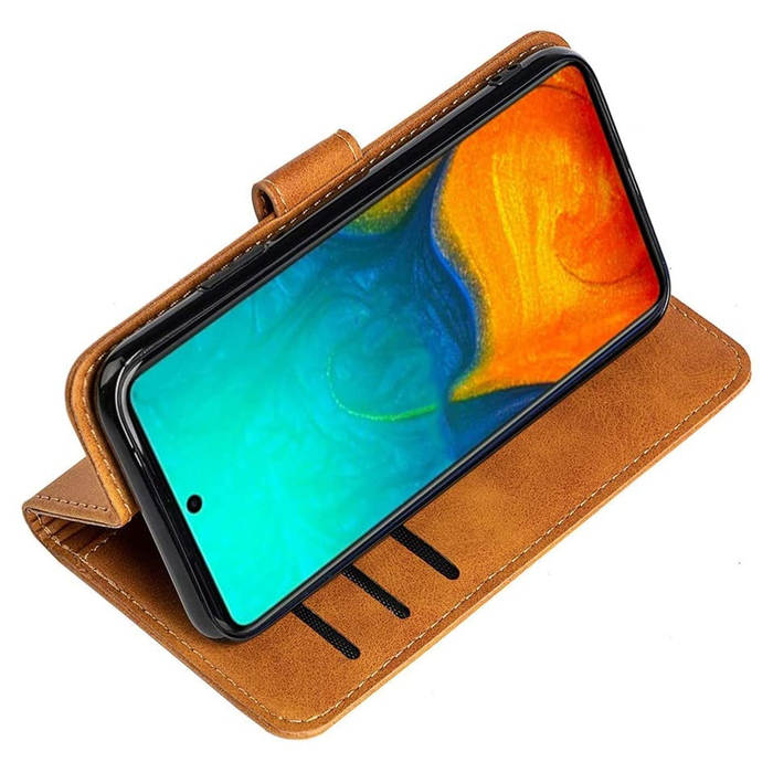 JVS Products Samsung Galaxy S21 Ultra hoesje - Bookcase - Pasjeshouder - Portemonnee - Kunstleer - Lichtbruin