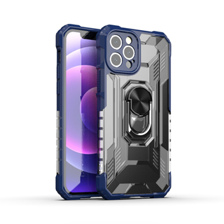 JVS Products iPhone 12 Pro Max hoesje - Backcover - Rugged Armor - Ringhouder - Shockproof - Extra valbescherming - TPU - Blauw